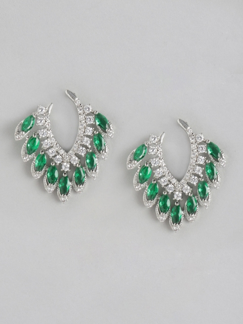 

Carlton London Green & Silver-Toned Contemporary Studs Earrings