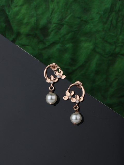 

Carlton London White Rose Gold-Plated Pearl Beaded Drop Earrings
