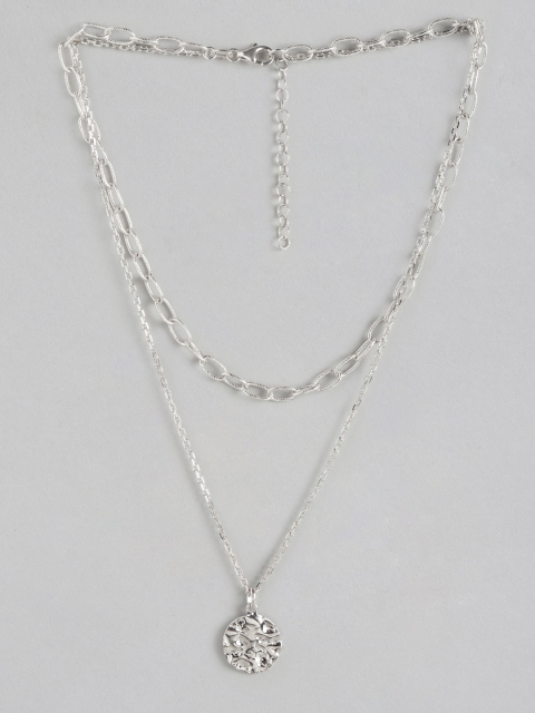 

Carlton London Silver-Toned Brass Rhodium-Plated Layered Necklace