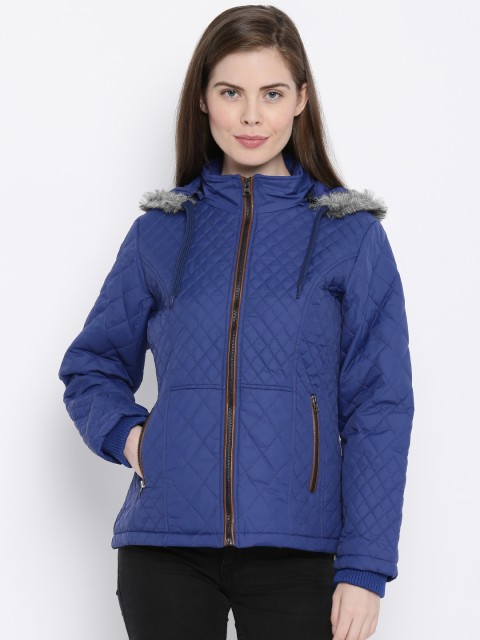 

Fort Collins Blue Quilted Parka Jacket with Detachable Hood