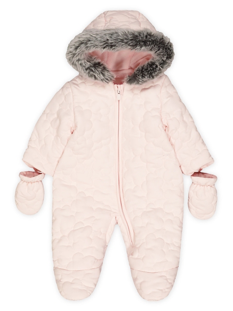 

mothercare Infant Girls Pink Quilted Hooded Snowsuit