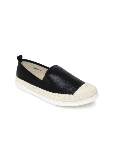 

Solovoga Women Black Shimmery Espadrilles