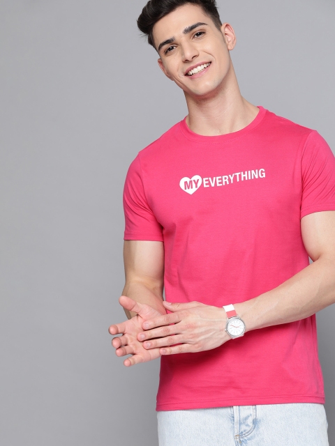 

Mast & Harbour Men Pink Typography Printed Pure Cotton T-shirt
