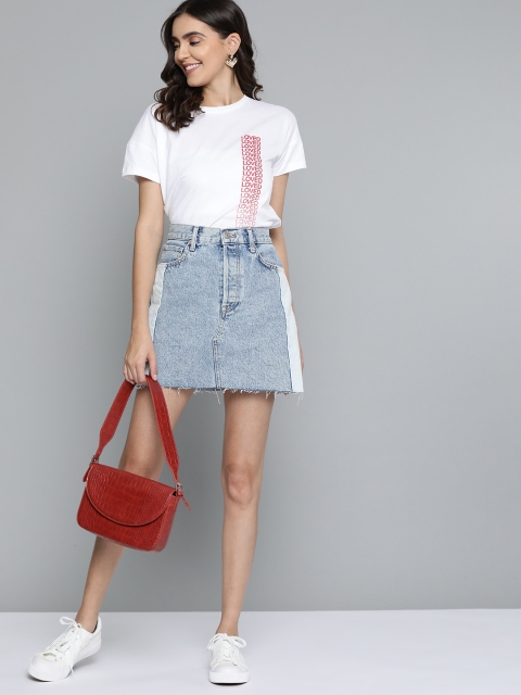 

Mast & Harbour Women White Typography Printed Pure Cotton T-shirt