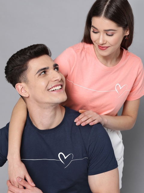 

Mast & Harbour Women Coral Pink Printed Pure Cotton T-shirt