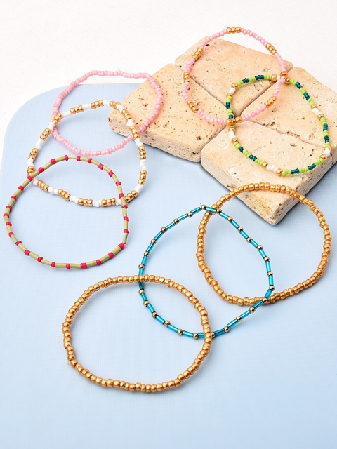 

Accessorize Women Set Of 8 Multicoloured Feel Good Seedbead Stretch Elasticated Bracelet, Multi