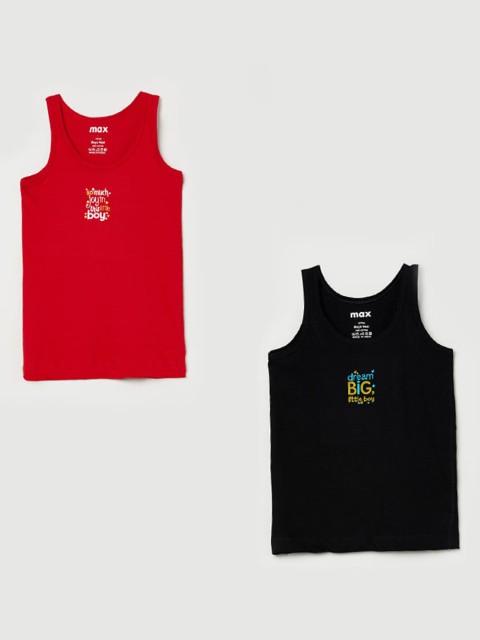 

max Boys Pack Of 2 Printed Basic Innerwear Vests NOOSDIV07MULTI_1, Red