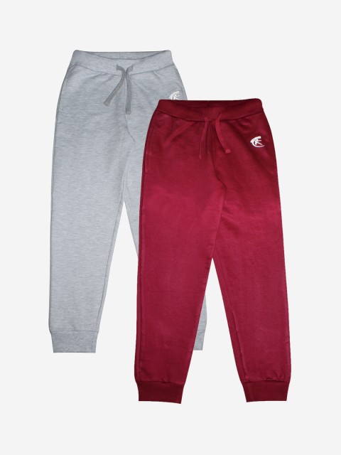 

KiddoPanti Unisex Kids Pack Of 2 Solid Pure Cotton Joggers, Grey