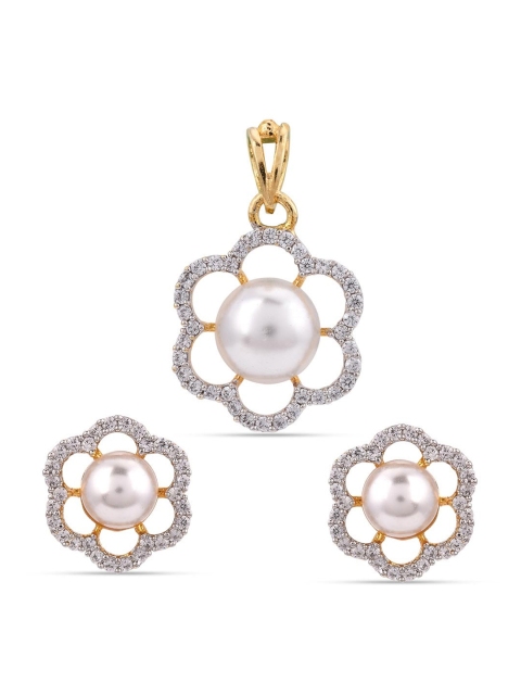 

Tistabene White & Rose Gold Toned Alloy Rose Gold Plated Workwear Pendant Set