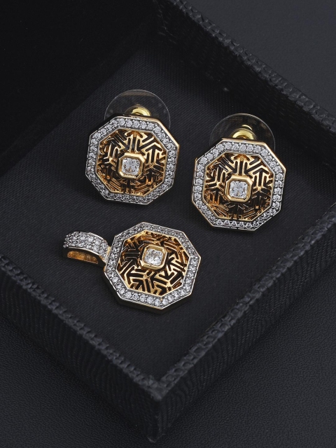 

Tistabene Gold Tone American Diamonds Pendant & Earrings Set