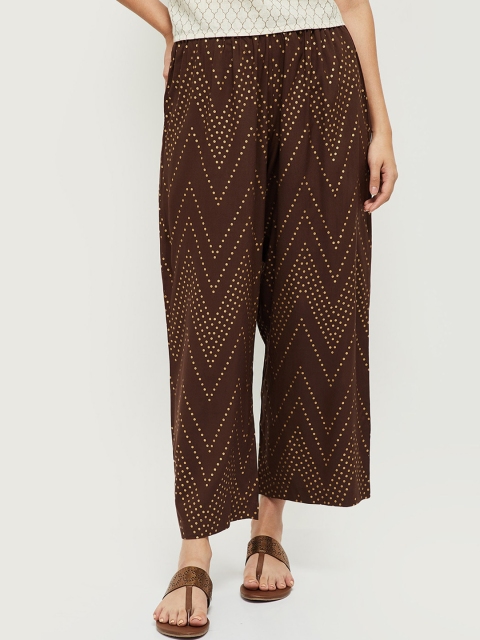 

max Women Brown Printed Parallel Palazzos