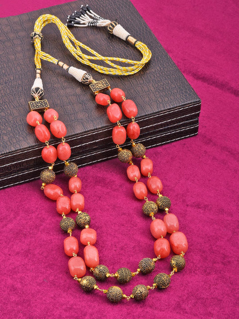 

Tistabene Gold-Toned & Red Pastel Stones Chain