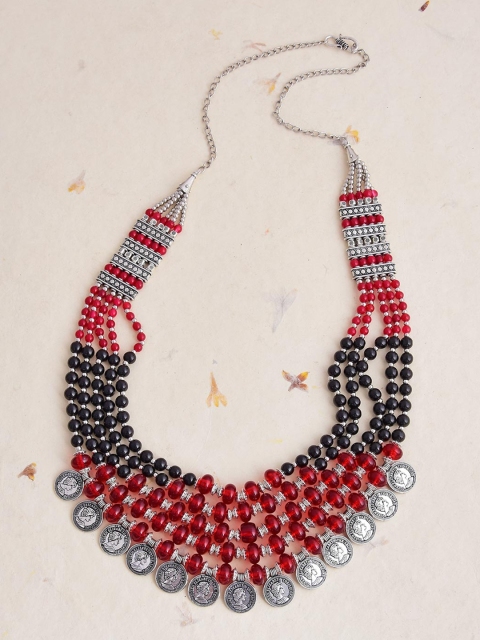 

Tistabene Black & Red Silver-Plated Layered Necklace