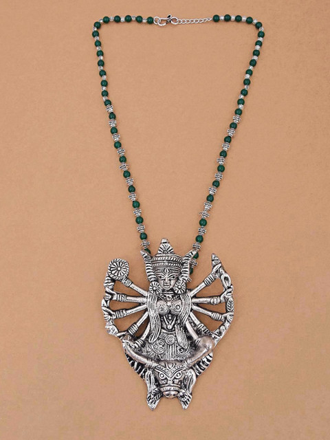 

Tistabene Women Green Beaded Mahagauri Necklace, Silver
