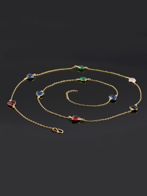 

Tistabene Women Multicoloured Stone Chain Necklace, Silver