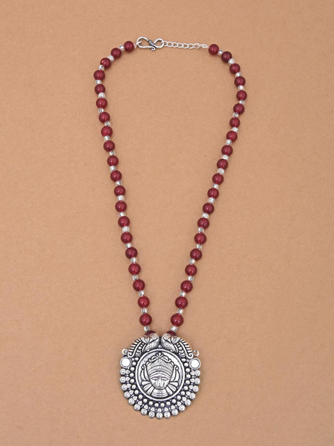 

Tistabene Red & Silver-Toned Silver-Plated Necklace