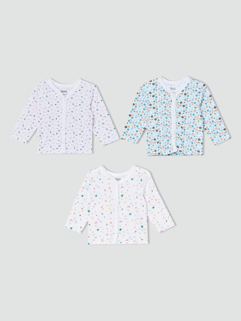 

max Infant Girls Pack Of 3 Printed Cotton Jhablas, White