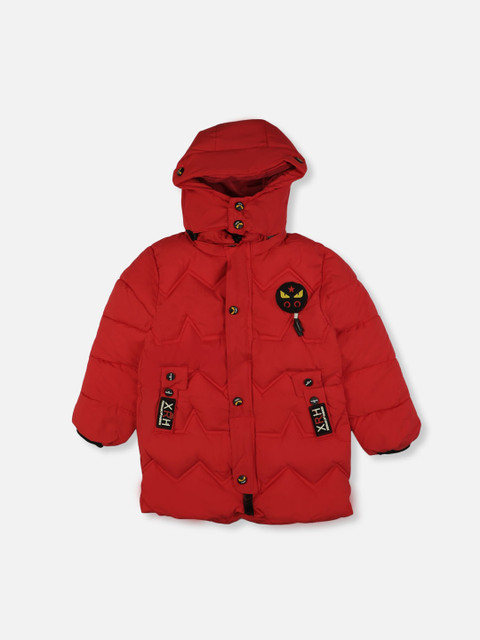 

PASSION PETALS Boys Red Checked Lightweight Padded Jacket with Embroidered