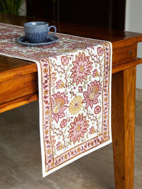 

ExclusiveLane White & Brown Floral Printed 6 Seater Cotton Dining Table Cover