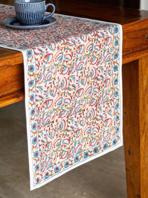 

ExclusiveLane Pink & Green Floral Printed Pure Cotton Table Runner