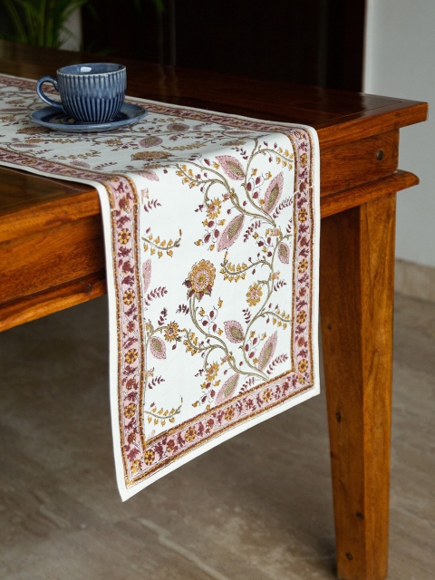 

ExclusiveLane White & Yellow Ethnic Motifs Print Table Runner