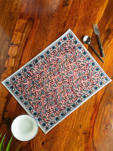 

ExclusiveLane Green & Peach Floral Printed Table Mats