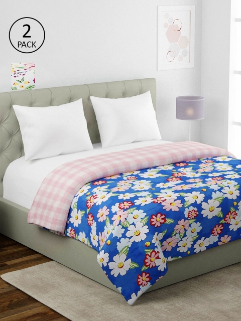 

KLOTTHE Multicoloured Set of 2 Floral AC Room 354 GSM Double Bed Comforter, Multi