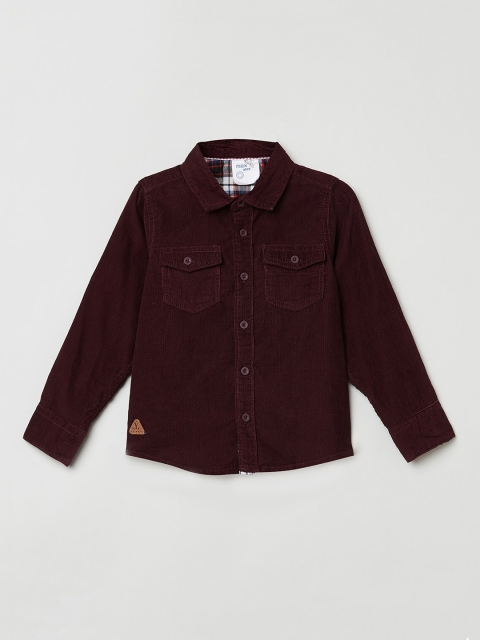 

max Boys Maroon Opaque Casual Shirt