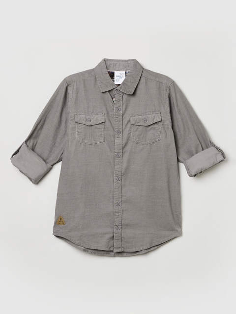 

max Boys Grey Opaque Casual Cotton Shirt