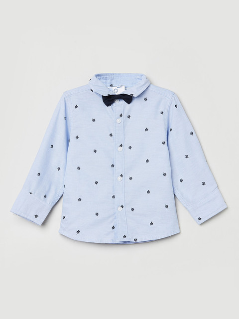 

max Boys Blue Opaque Printed Pure Cotton Casual Shirt