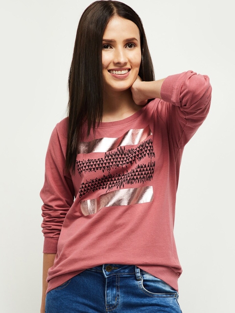 

max Women Pink Printed T-shirt