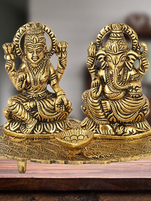 

WENS Golden Laxmi Ganesh Leaf Diya for Decoration, Gold