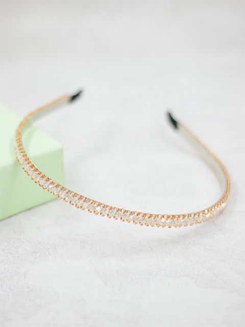 

Bellofox Women White & Gold-Toned Embellished Hairband
