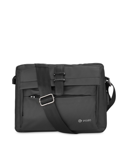 

POSO Black Structured Sling Bag with Tasselled