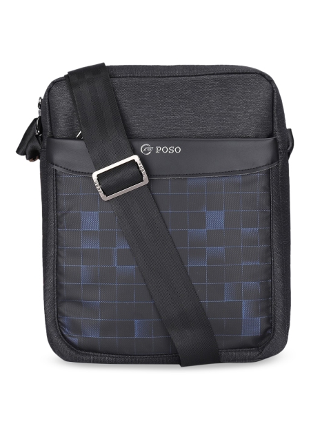 

POSO Unisex Black Checked Messenger Bag