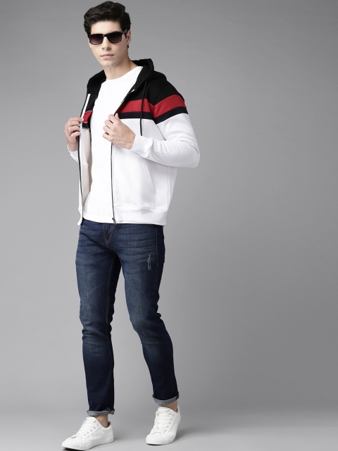 

Blackberrys Men White & Black Colourblocked Hooded Sweatshirt