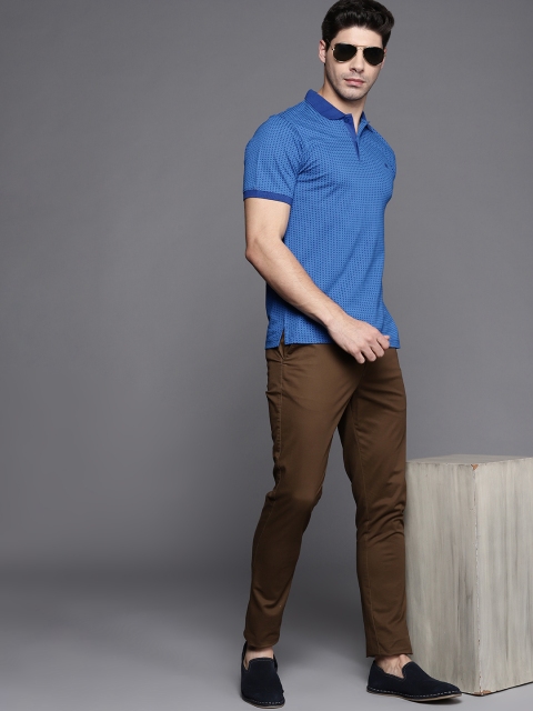 

Raymond Men Blue Supima Cotton Modern Fit Printed Polo Collar T-shirt