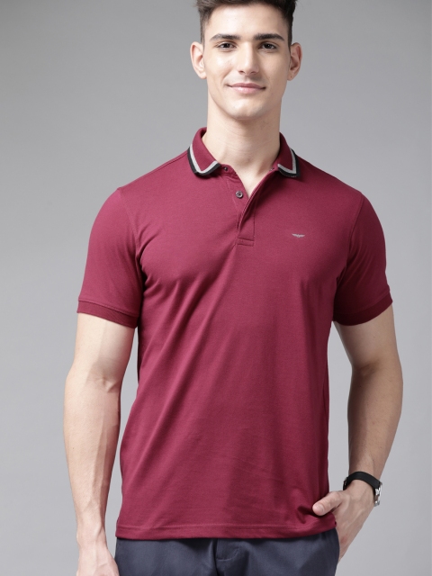 

Park Avenue Men Maroon Solid Polo Collar T-shirt