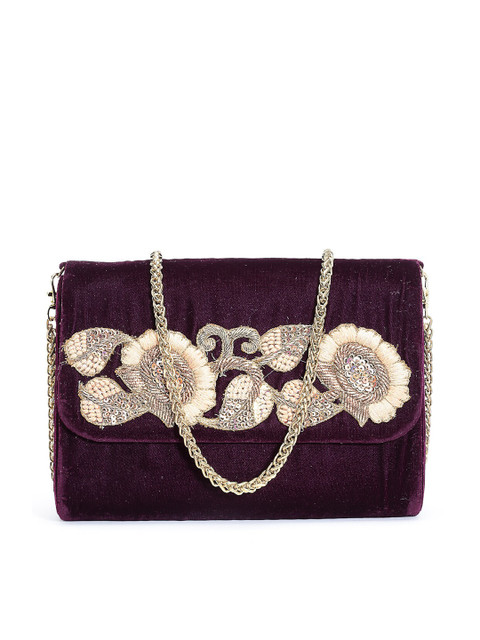 

PRACCESSORII Women Maroon Embellished Clutches