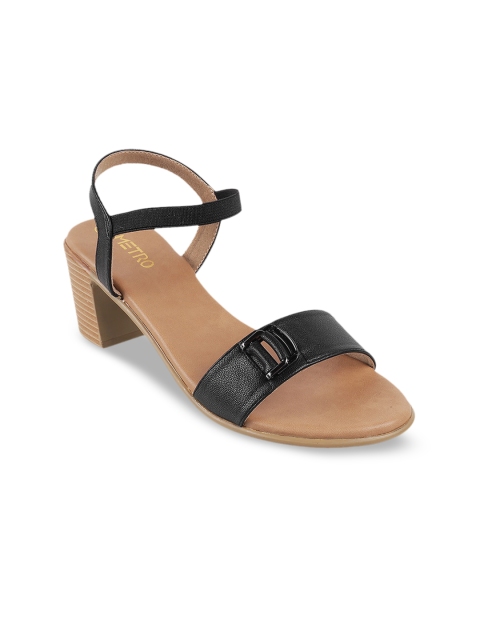 

Metro Black & Tan Brown Block Sandals