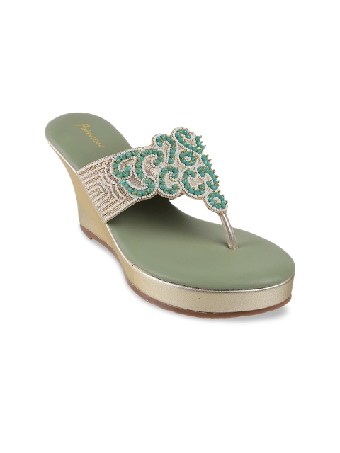 

Metro Green Embellished Wedges