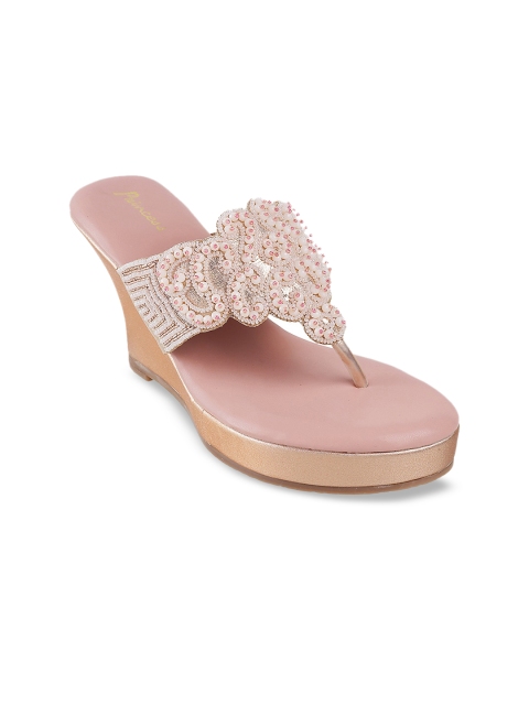 

Metro Woman Peach-Coloured Embellished Wedge Sandals