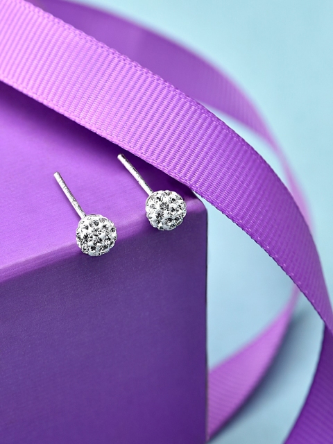 

Accessorize Silver Plated Sterling Silver Pave Ball Handcrafted Stud Earrings