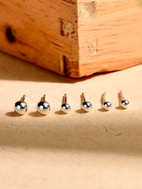 

Accessorize Pack of 3 Silver-Toned Sterling Silver Studs Earrings