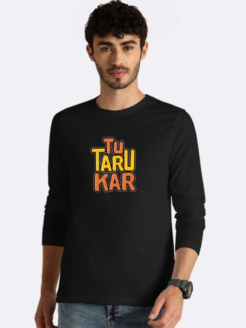 

Bewakoof Men Black & Yellow Tu Taro Kar Printed T-shirt