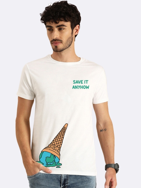 

Bewakoof Men White Printed Cotton T-shirt