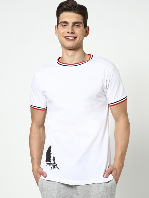 

Bewakoof Men White Raw Edge T-shirt