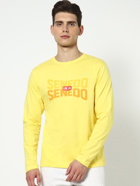 

Bewakoof Men Yellow Typography Printed Applique T-shirt