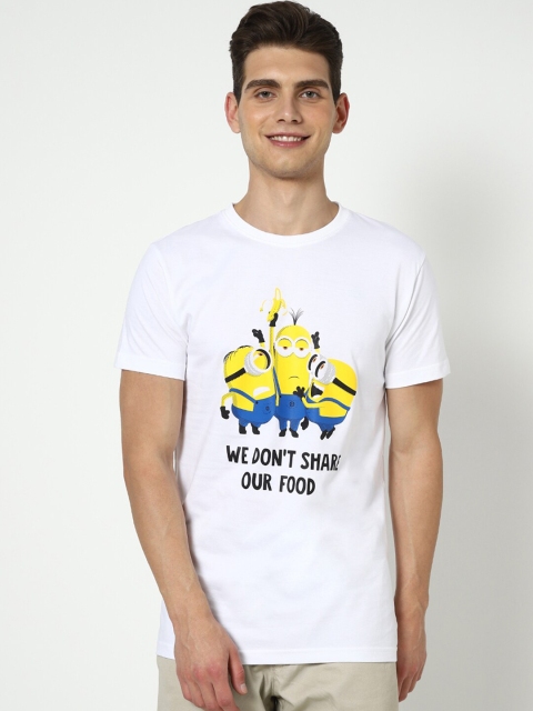 

Bewakoof Men White Printed Applique T-shirt