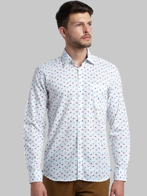 

Parx Men Blue Slim Fit Opaque Printed Casual Shirt